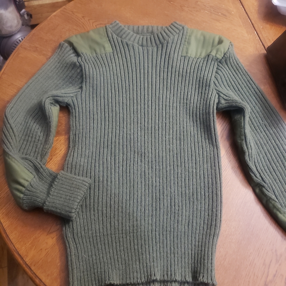 Military issues wool sweater army green.